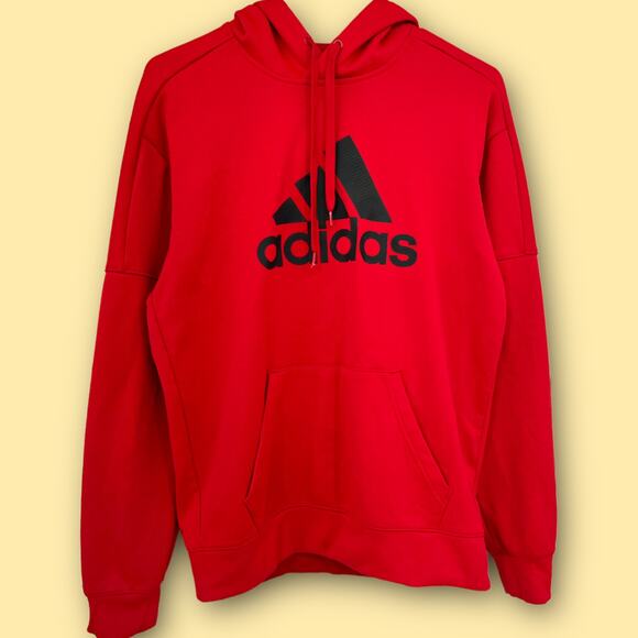 Adidas (S) Men's Red Climawarm Hoodie Pullover Sweater Sweatshirt - Picture 1 of 9